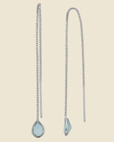 Sterling Silver Fine Pull-Through Blue Topaz Drop Earrings