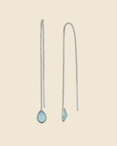 Sterling Silver Fine Pull-Through Blue Topaz Drop Earrings