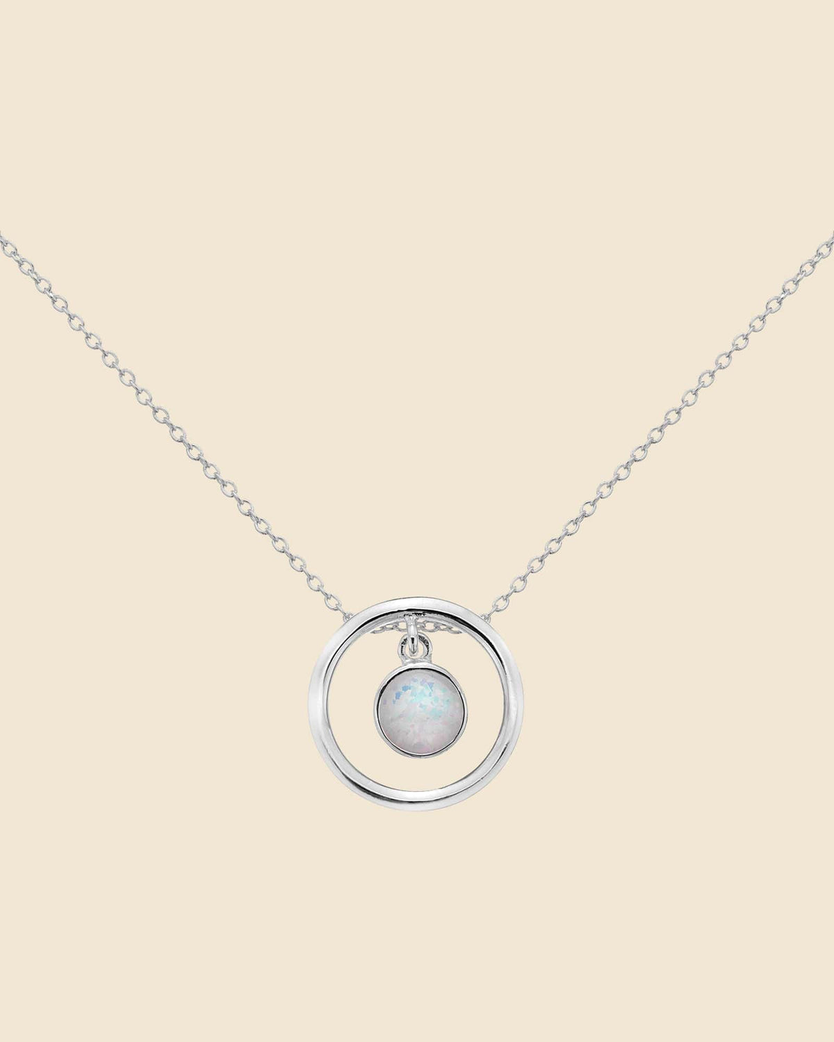 Sterling Silver and Opal Floating Circle Necklace