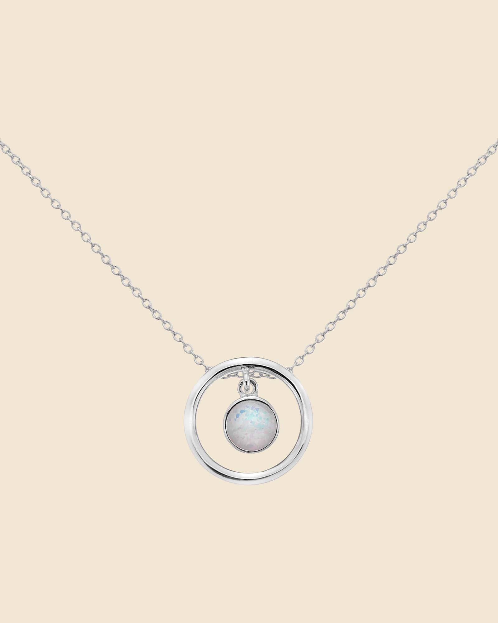 Sterling Silver and Opal Floating Circle Necklace