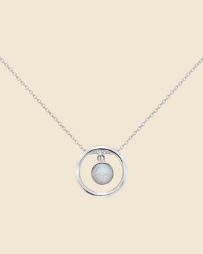 Sterling Silver and Opal Floating Circle Necklace