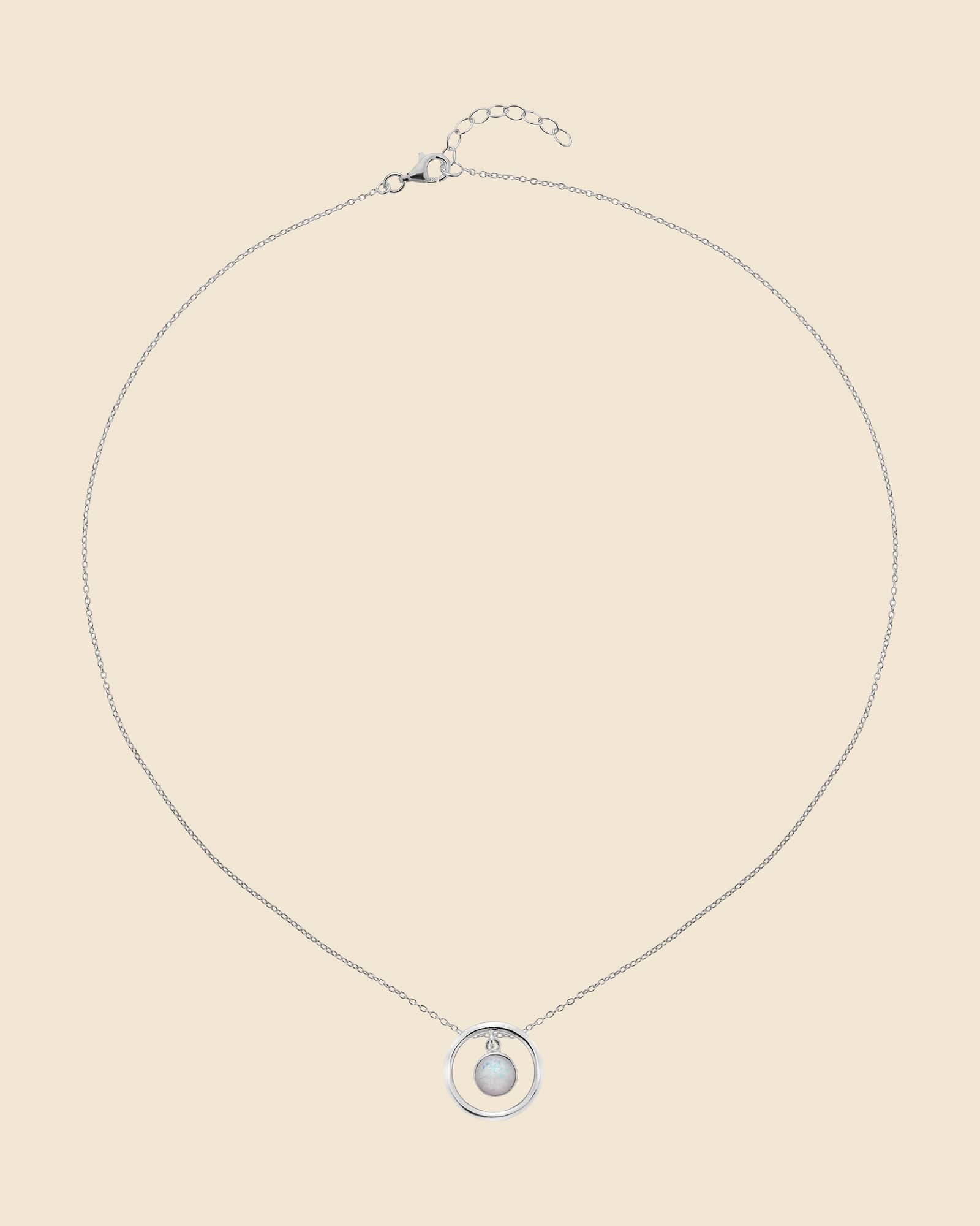 Sterling Silver and Opal Floating Circle Necklace