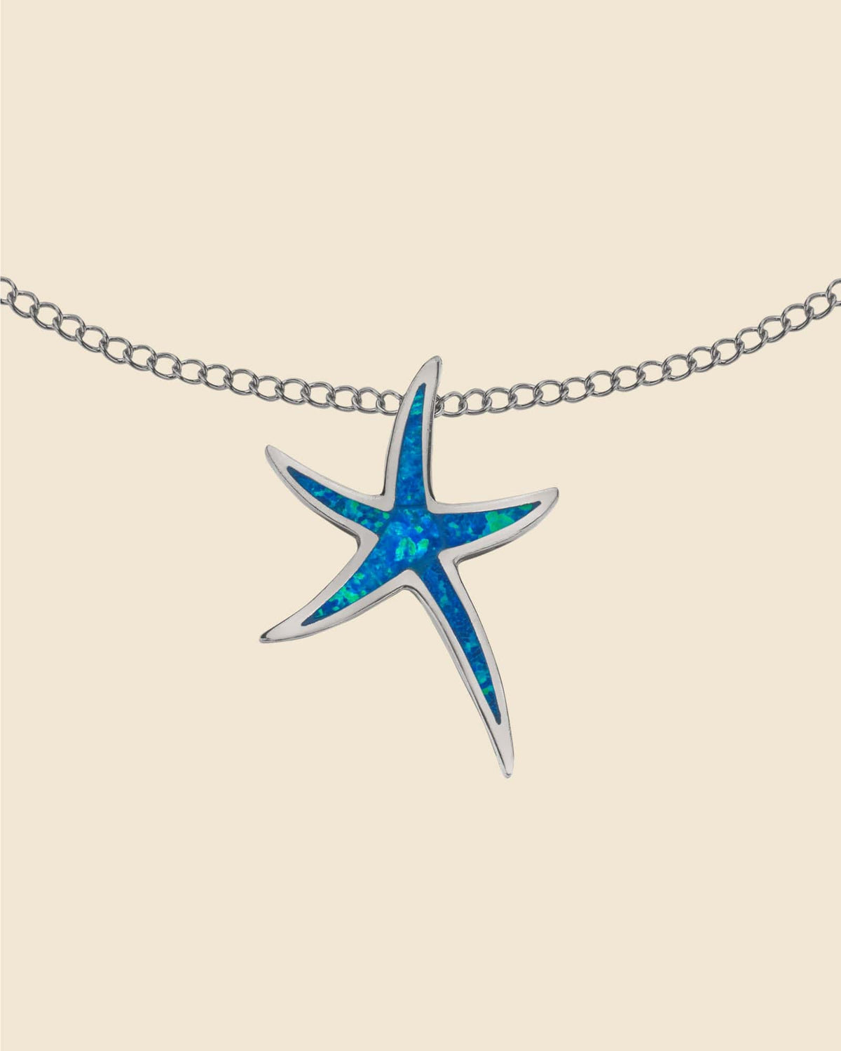 Sterling Silver and Blue Opal Starfish Necklace