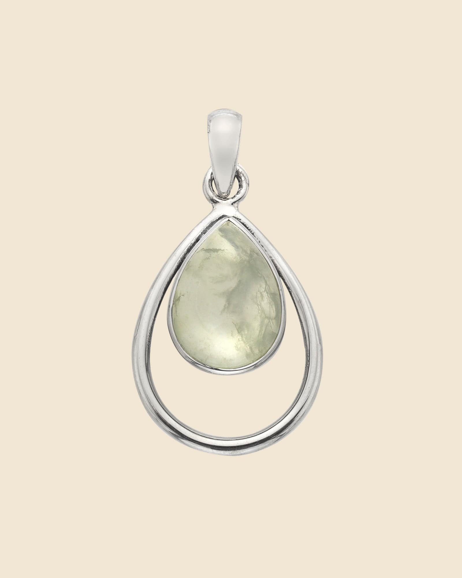 Sterling Silver and Gemstone Teardrop Hoop Pendant