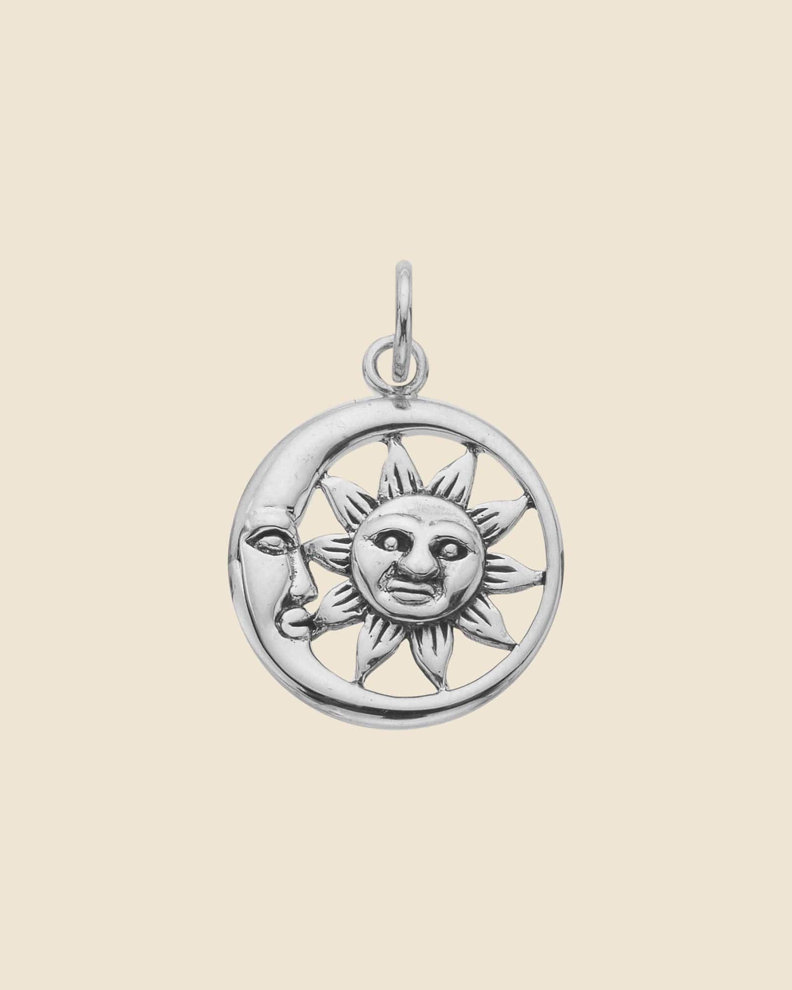 Sterling Silver Encircled Sun and Moon Pendant