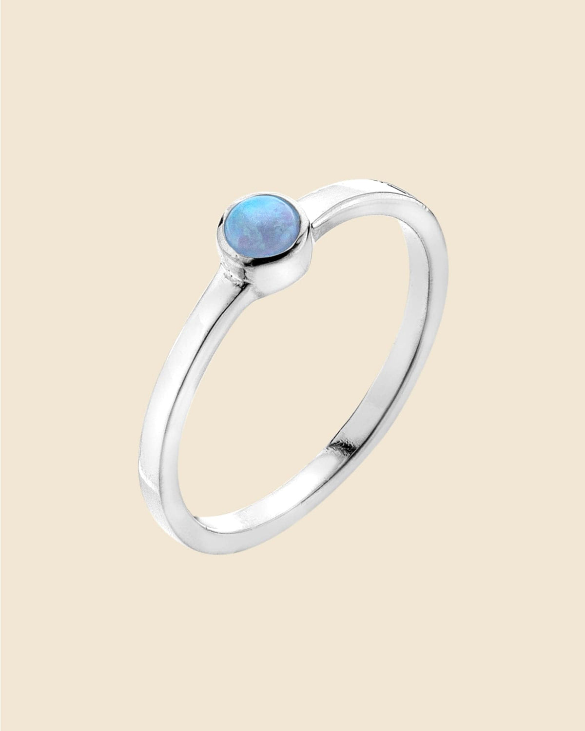 Sterling Silver and Blue Opalique Mini Gem Band