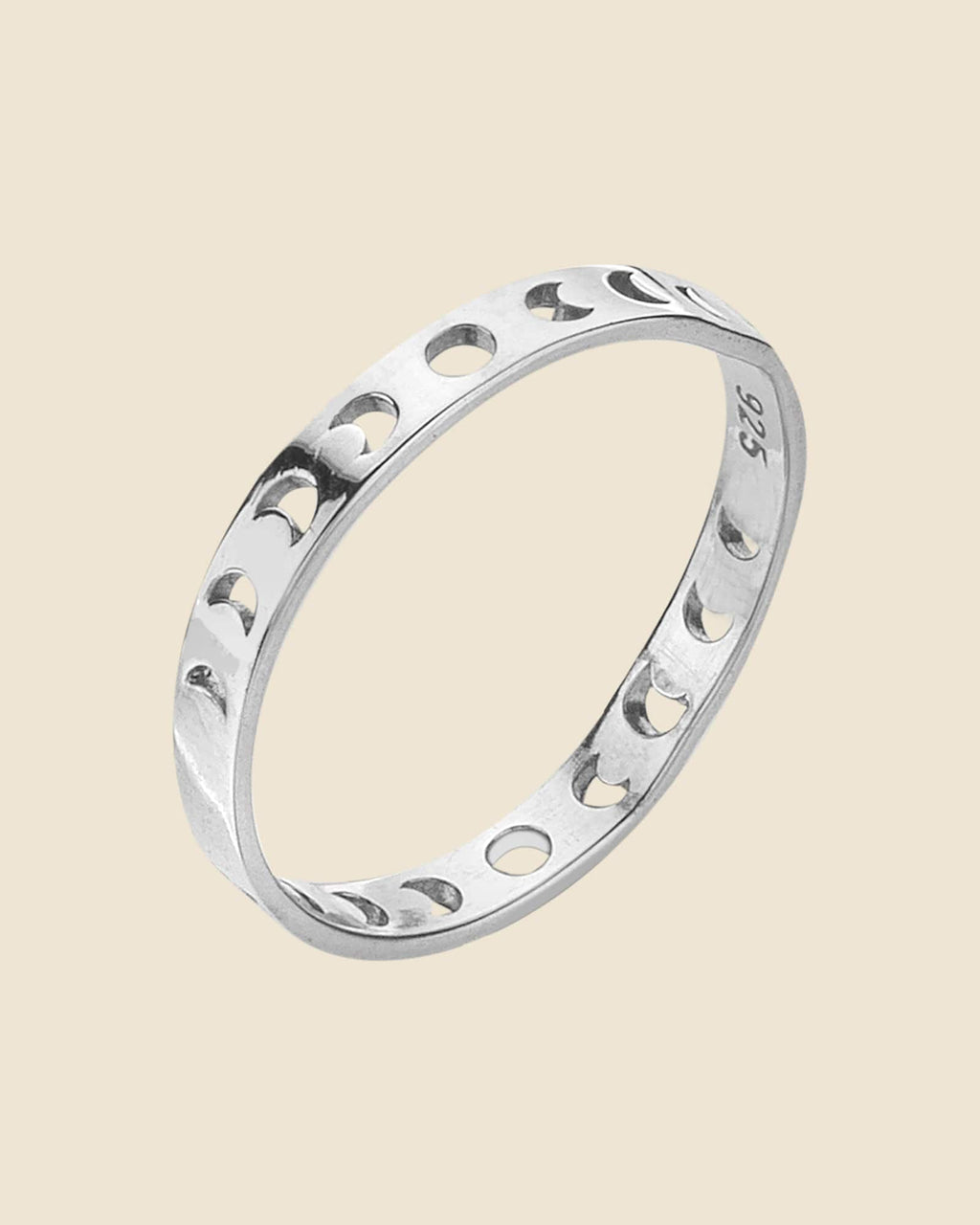 Sterling Silver Cut Out Moon Cycle Ring - Main Image
