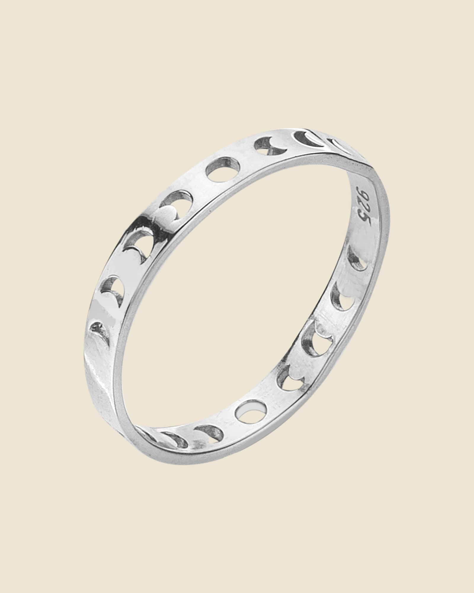 Sterling Silver Cut Out Moon Cycle Ring