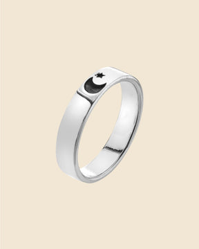 Sterling Silver Engraved Moon Band Ring