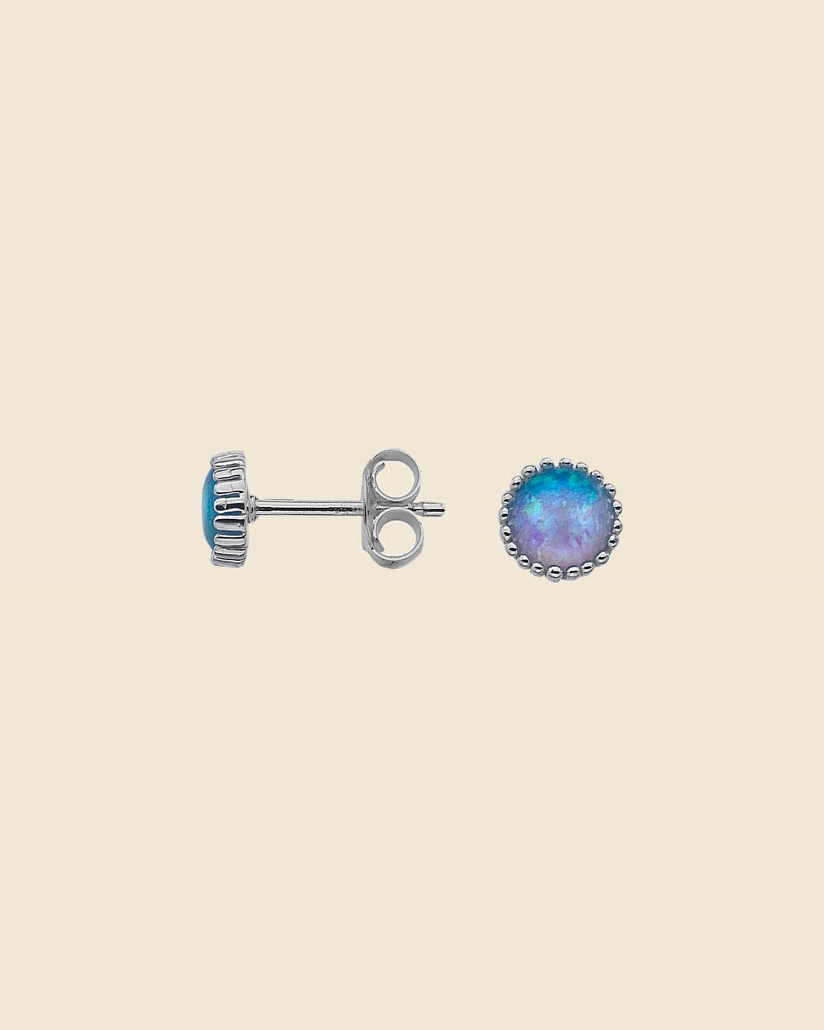 Sterling Silver and Blue Opal Cupcake Set Round Studs