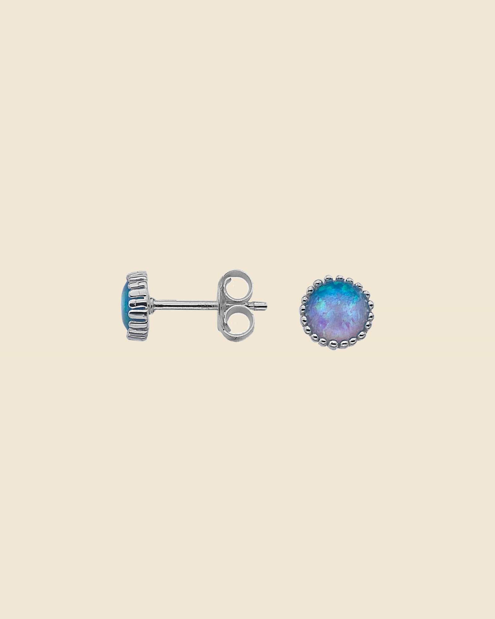 Sterling Silver and Blue Opal Cupcake Set Round Studs