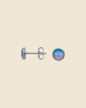 Sterling Silver and Blue Opal Cupcake Set Round Studs