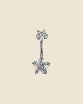 Surgical Steel Double Gemset Flower Navel Bar