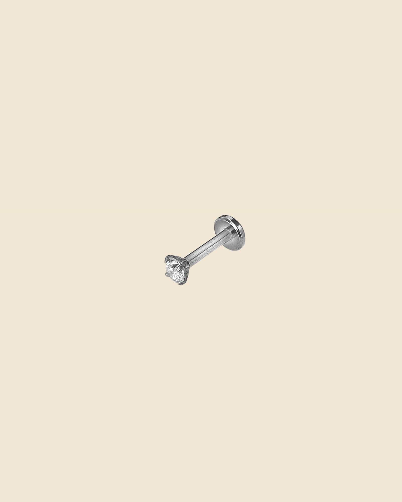 Surgical Steel Labret with Simple Claw Set Crystal