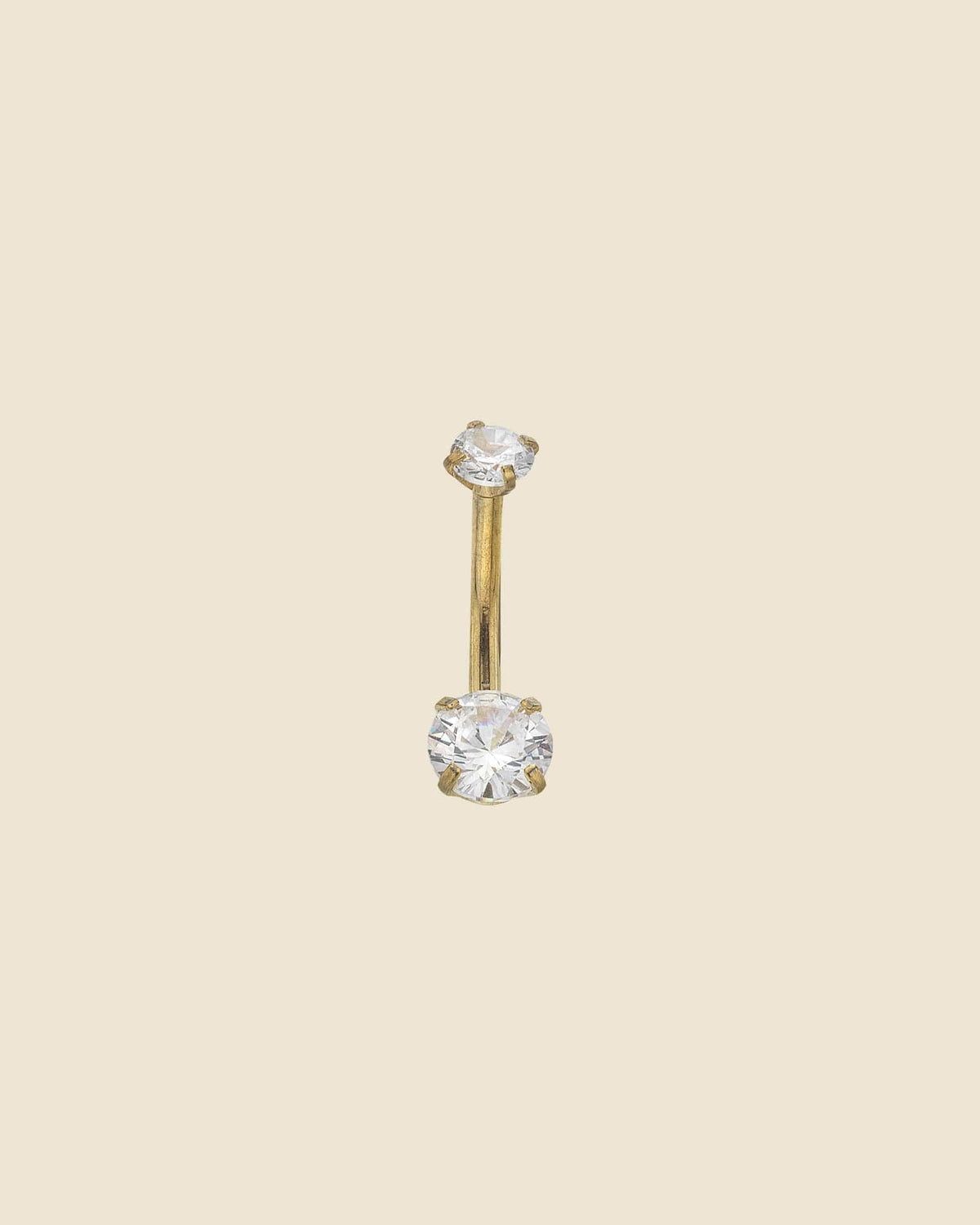 PVD Gold and Cubic Zirconia Simple Navel Bar