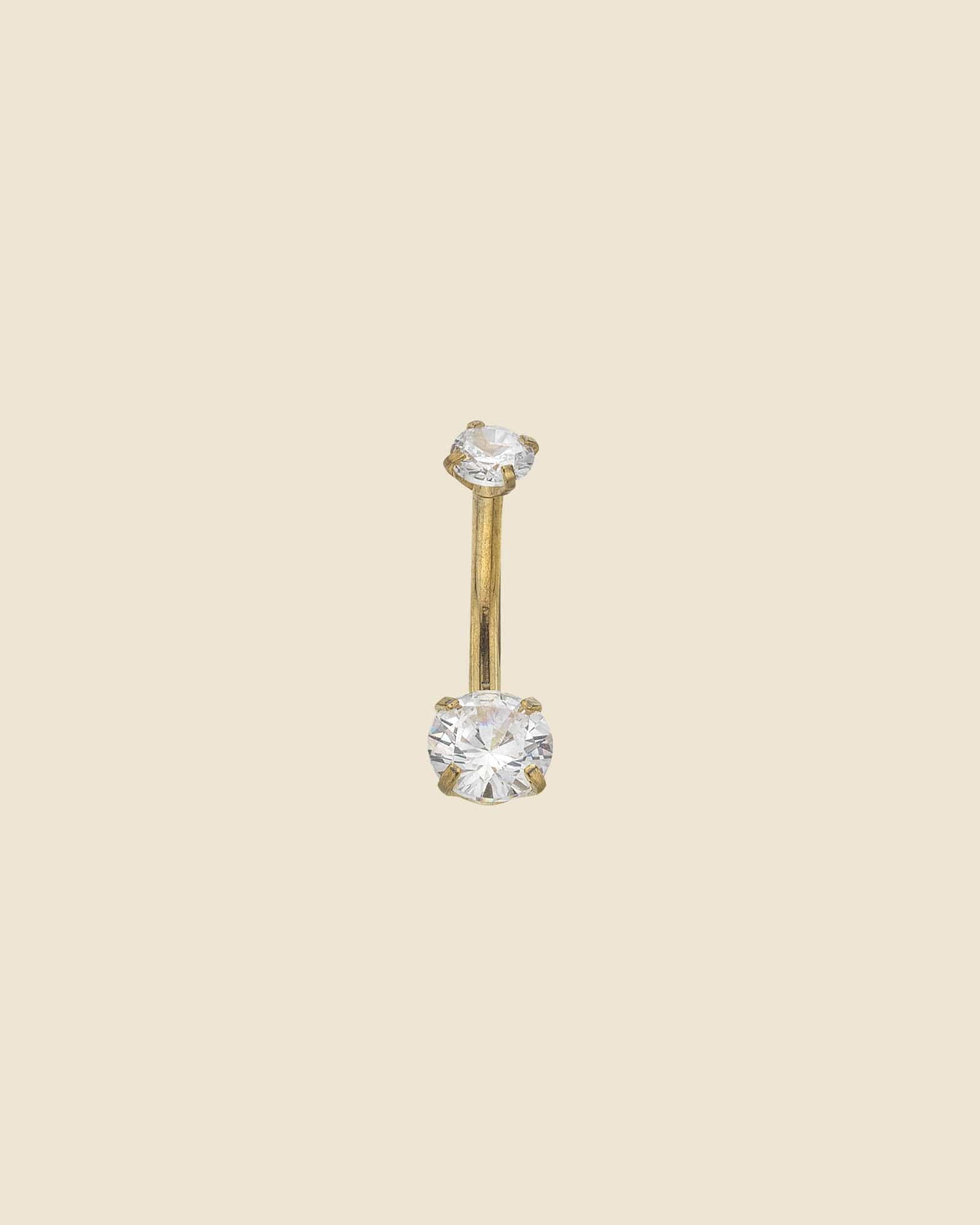 PVD Gold and Cubic Zirconia Simple Navel Bar