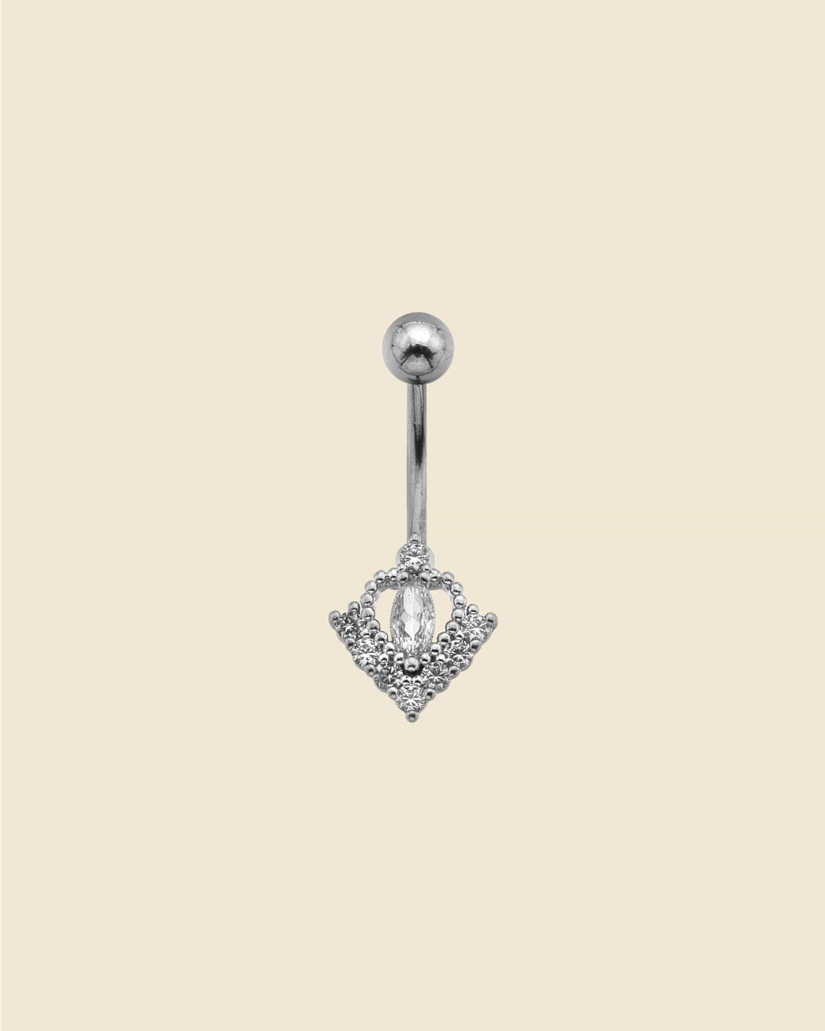 Surgical Steel and Crystal Pointed Navel Bar