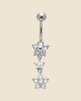 Surgical Steel Crystal Flowers and Star Navel Bar