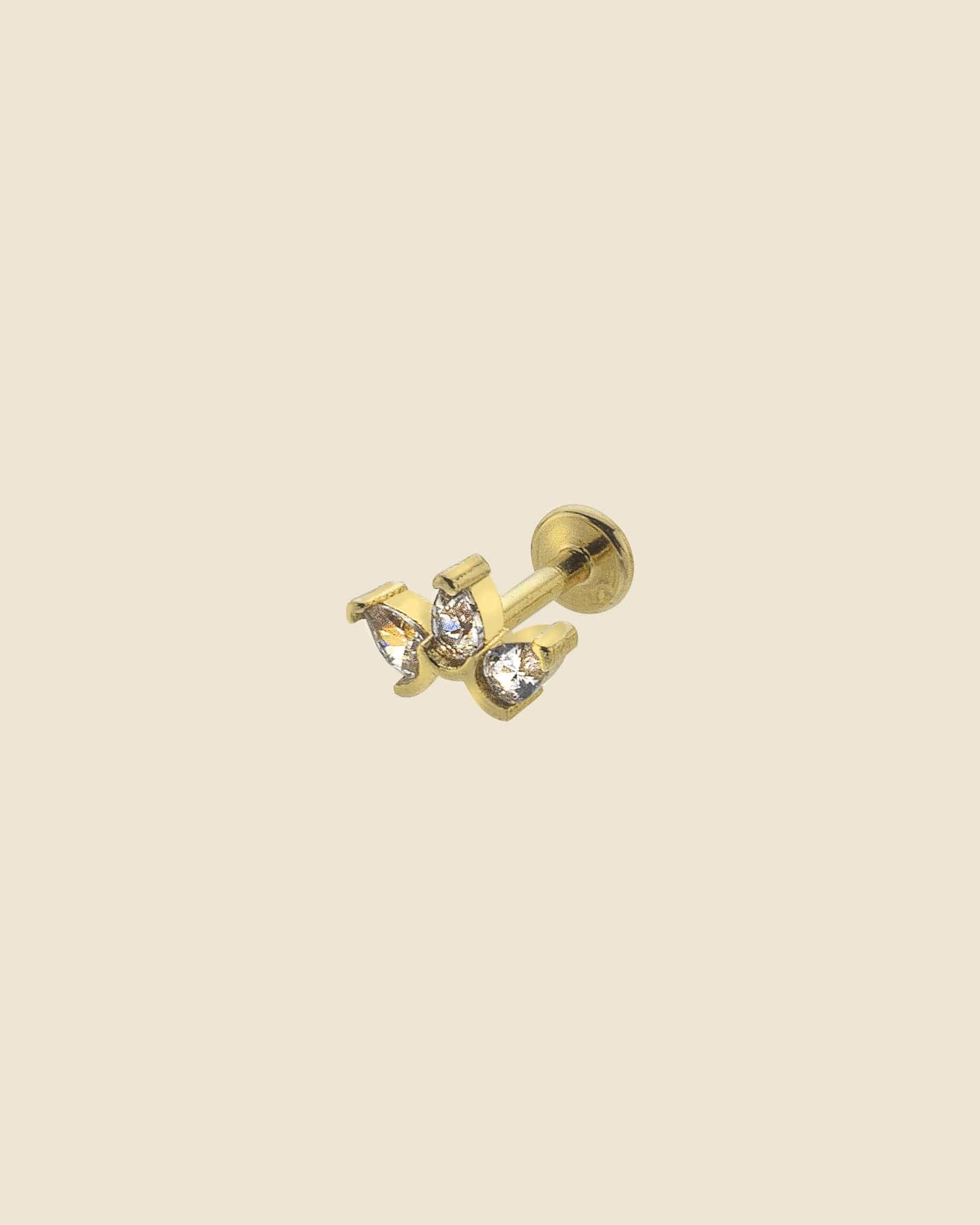 Gold PVD and Cubic Zirconia 3 Petal Labret