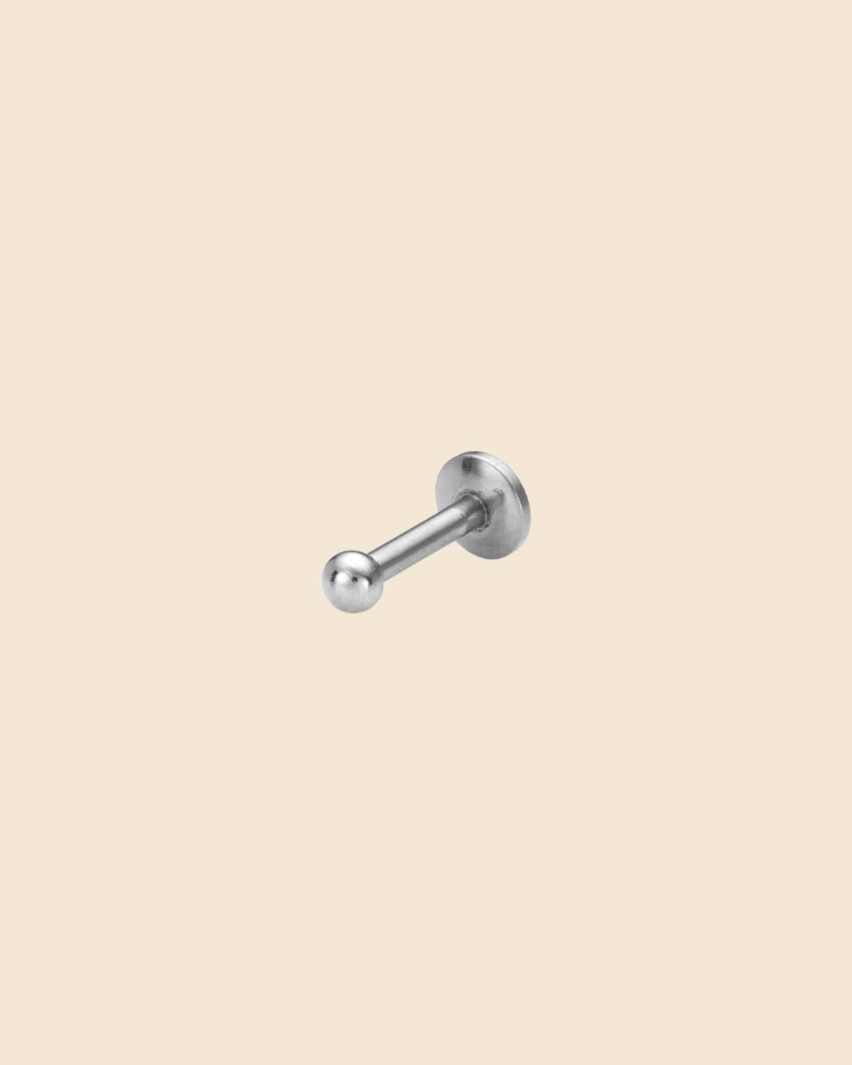 6mm silver surgical steel labret stud with a plain ball end and a flat back disc.
