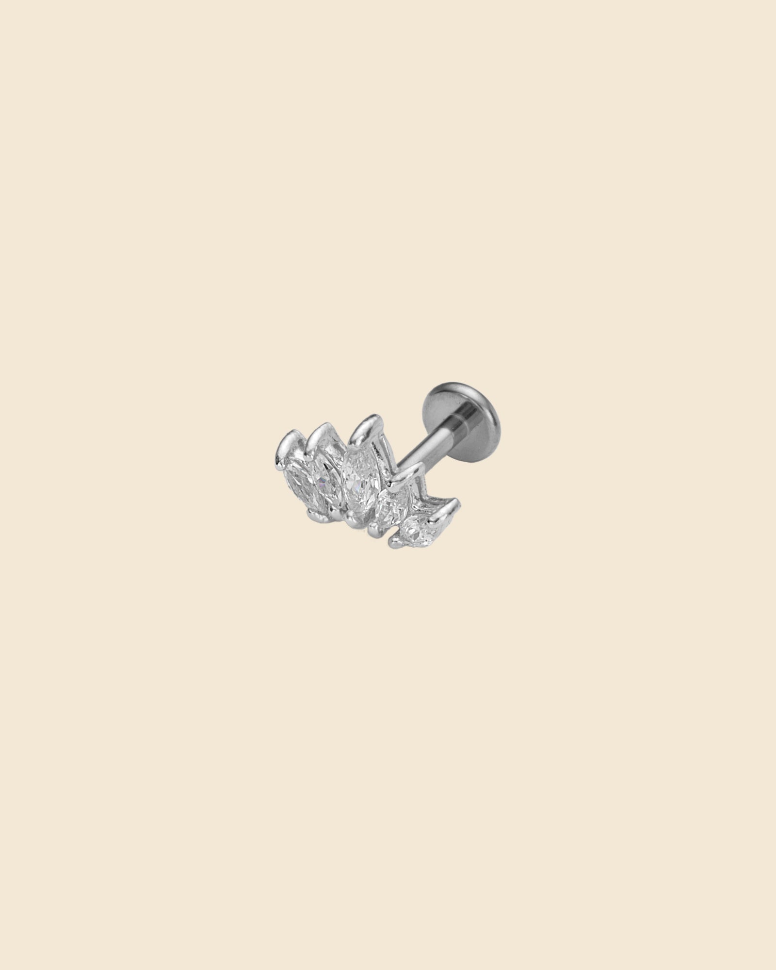 Sterling Silver and Titanium Cubic Zirconia Fan Labret