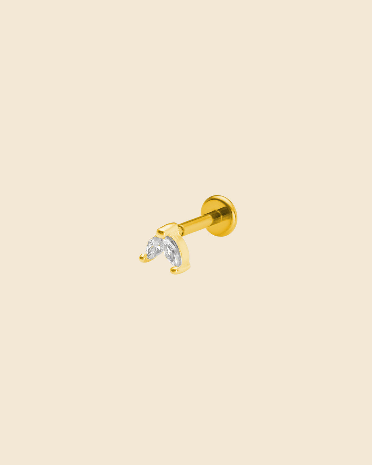 Gold Plated Sterling Silver and PVD Gold Titanium Cubic Zirconia Petal Labret