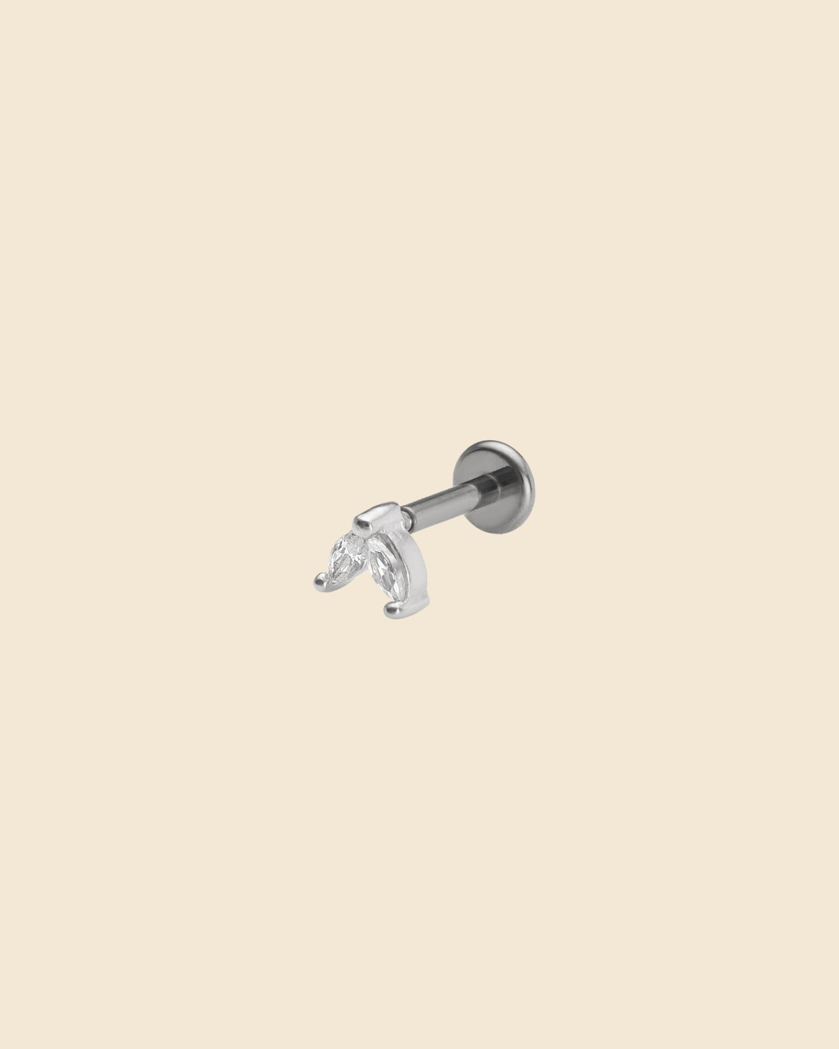 Sterling Silver and Titanium Cubic Zirconia Petal Labret
