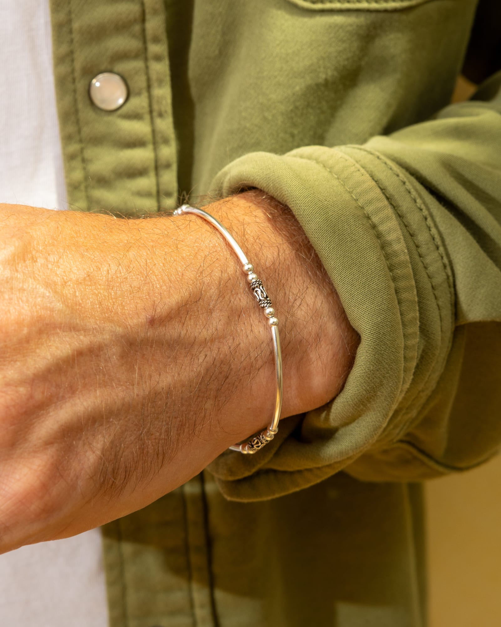 Sterling Silver Beaded Tube Bracelet