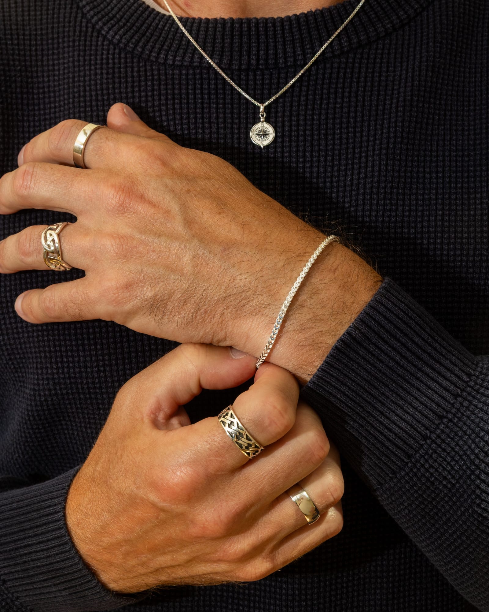 Sterling Silver Square Link Herringbone Bracelet