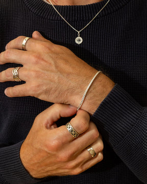 Sterling Silver Square Link Herringbone Bracelet
