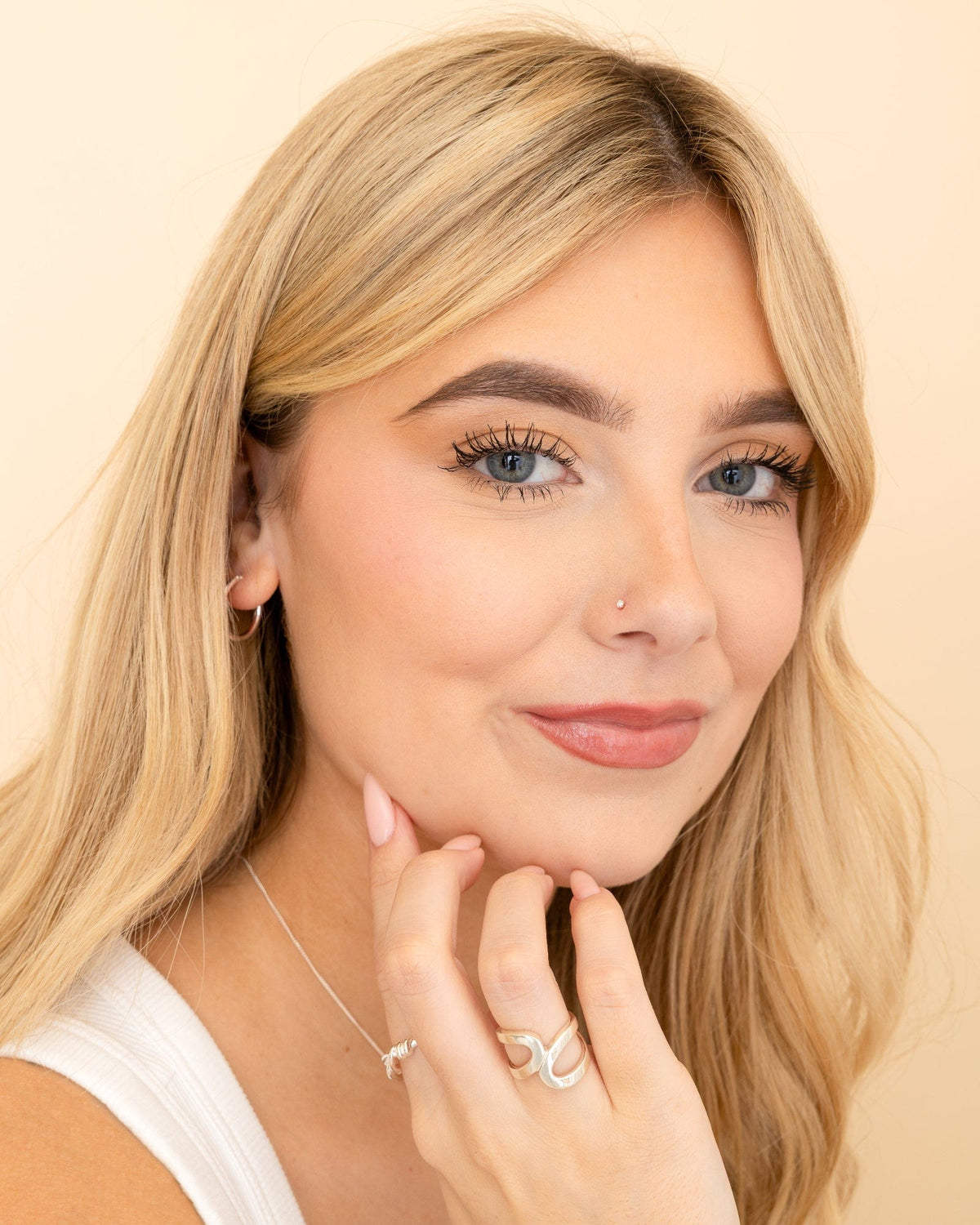 Sterling Silver and Clear Crystal  Claw Set  Nose Stud
