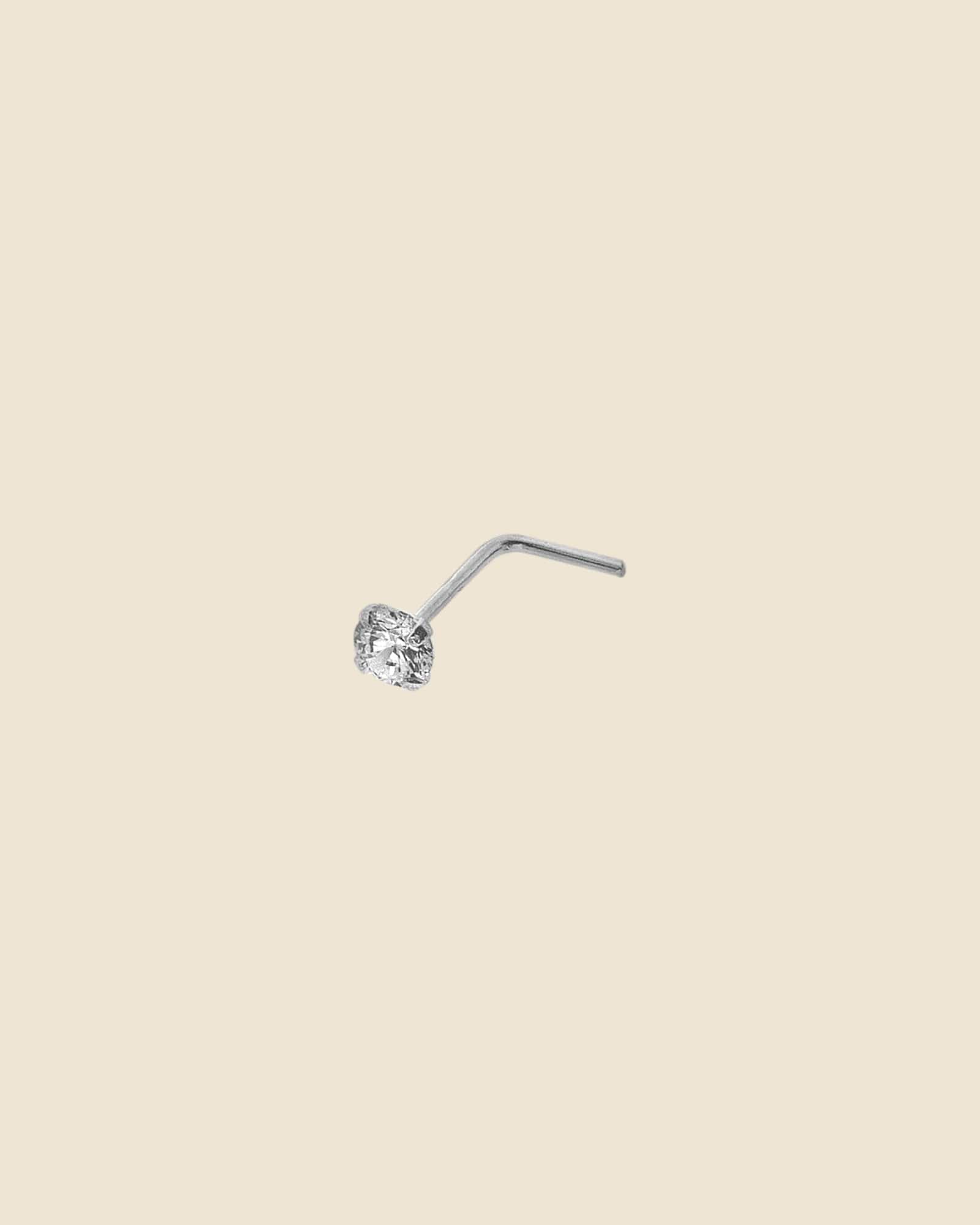 Sterling Silver Claw Set Cubic Zirconia Nose Stud