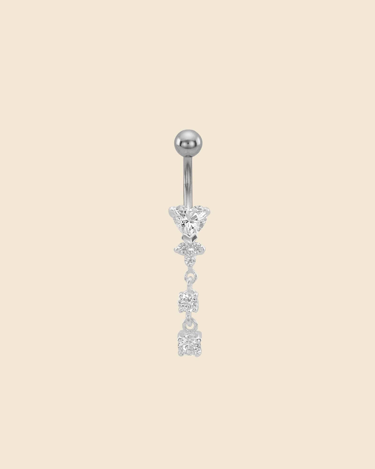 Sterling Silver and Surgical Steel Heart Drop Navel Bar