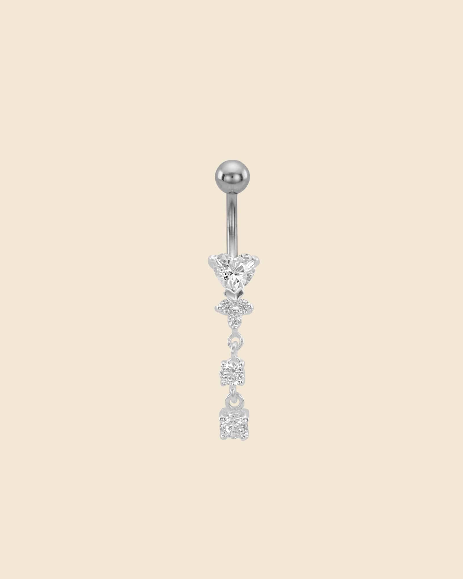 Sterling Silver and Surgical Steel Heart Drop Navel Bar
