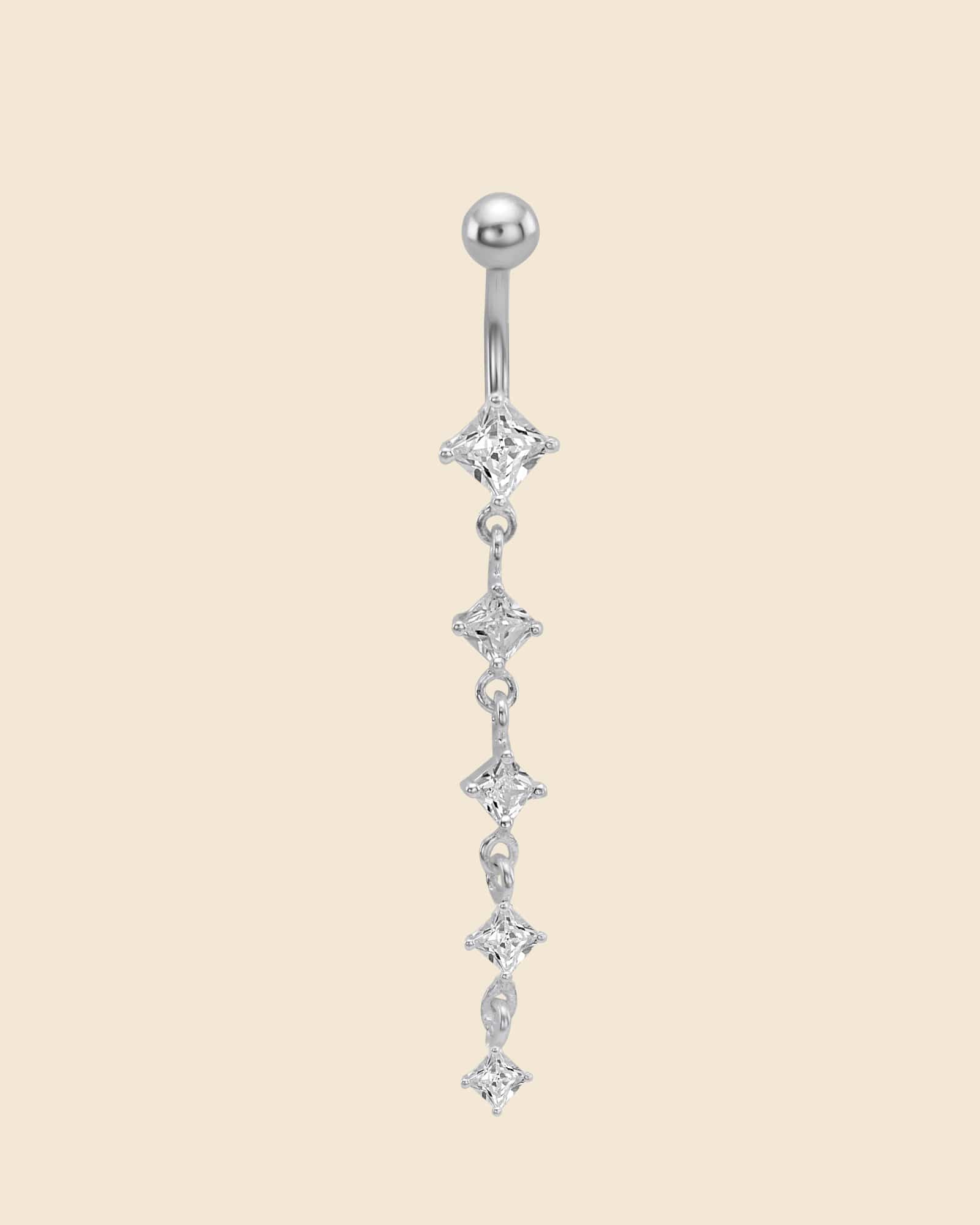 Sterling Silver and Surgical Steel Star Charm Navel Bar