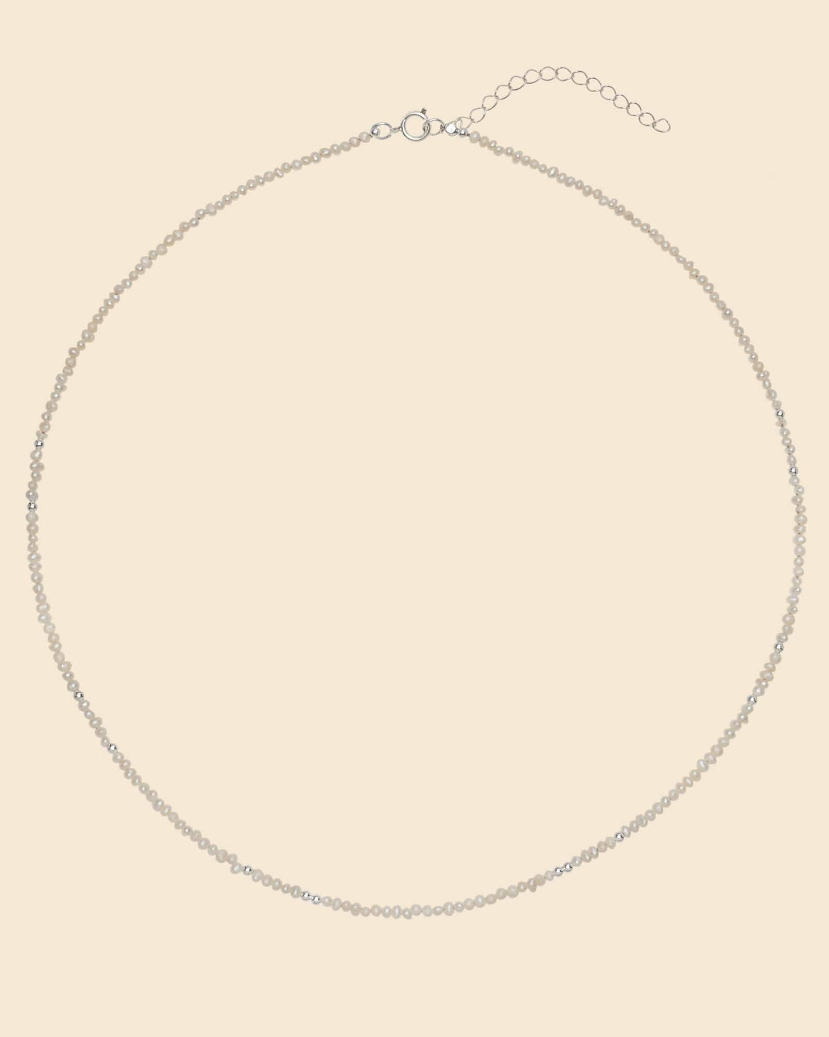 Sterling Silver and Micro Pearl Beaded Necklace