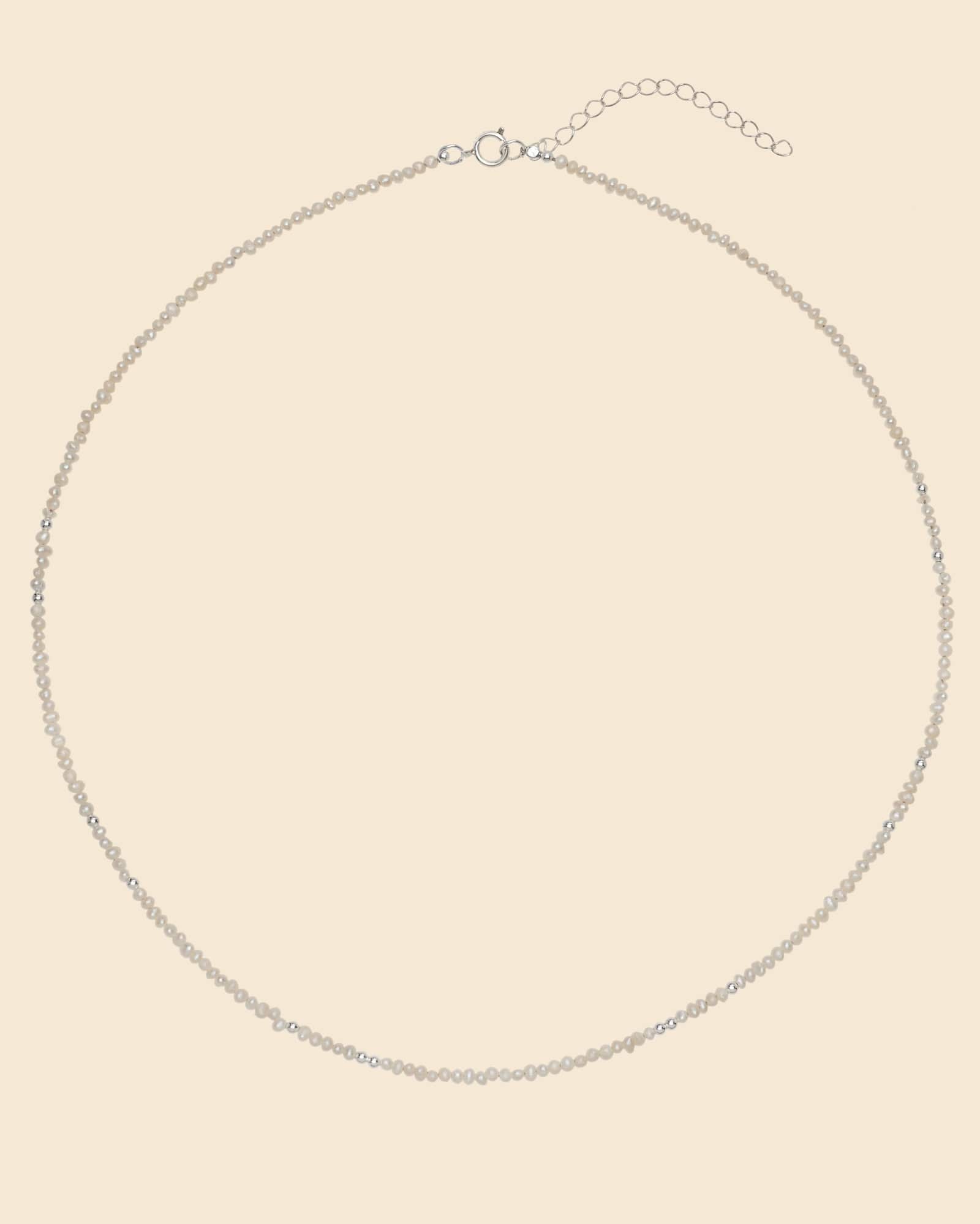 Sterling Silver and Micro Pearl Beaded Necklace