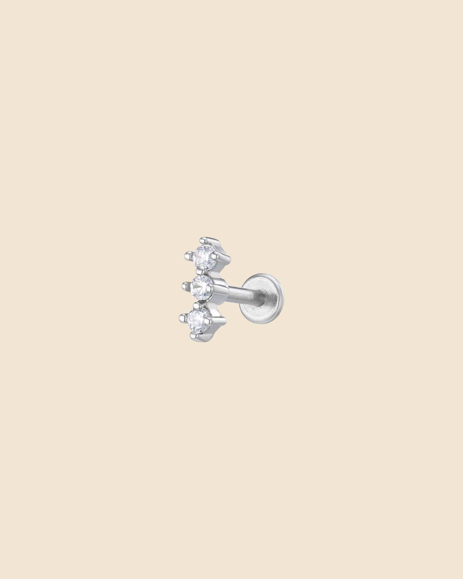 Surgical Steel Three Stone Labret