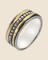 Sterling Silver and Gold Plate Dotted Band Spinning Ring