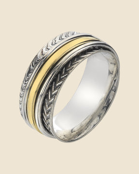 Sterling Silver and Gold Plate Chevron Spinning Ring