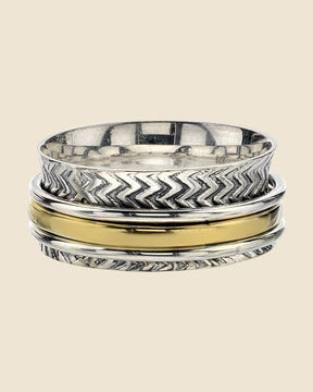 Sterling Silver and Gold Plate Chevron Spinning Ring