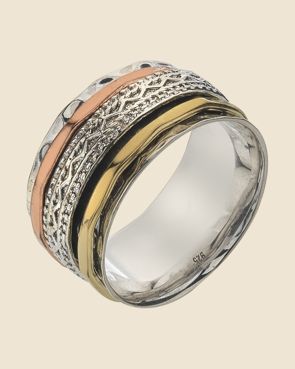 Sterling Silver Tri-Tone Spinning Ring