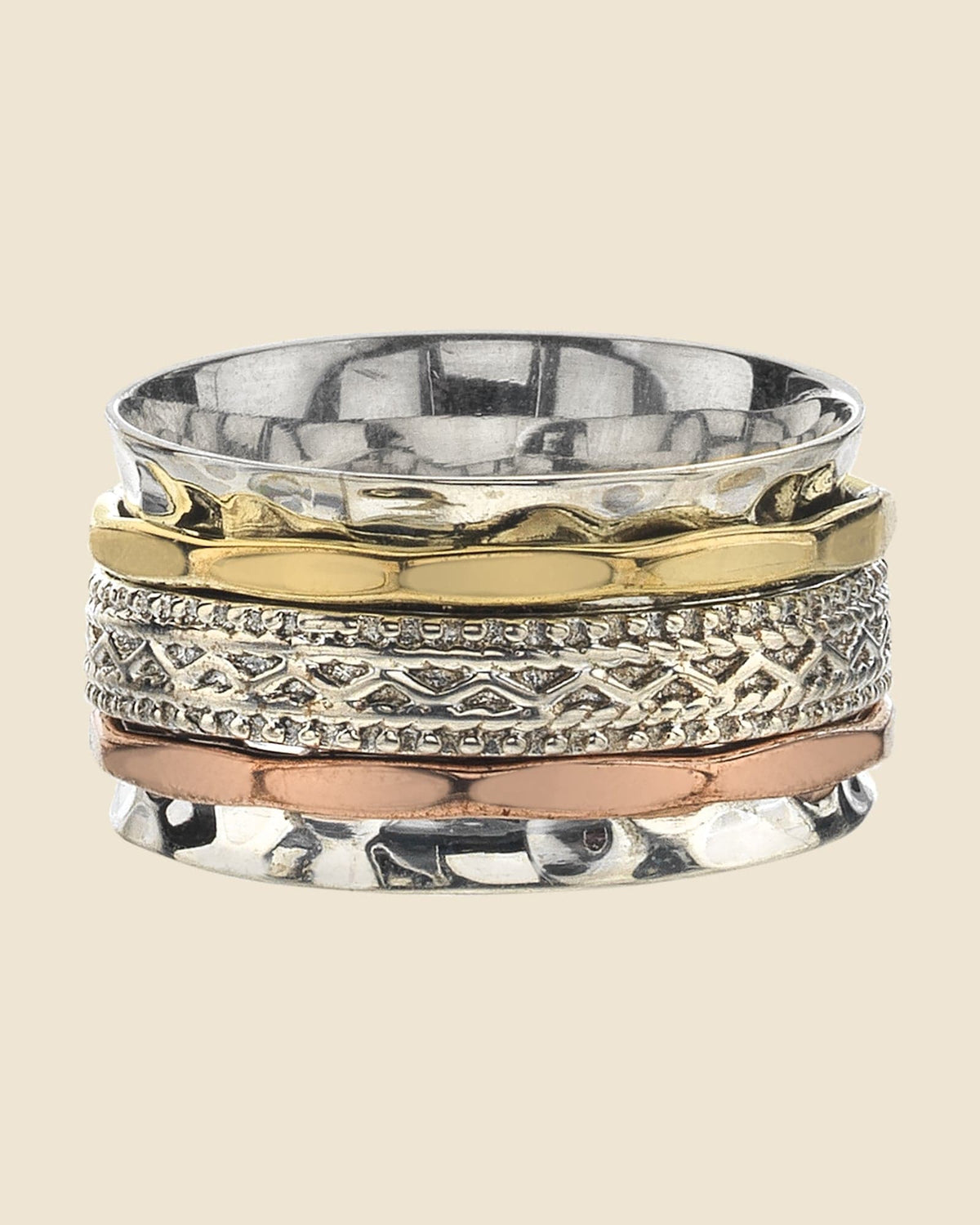 Sterling Silver Tri-Tone Spinning Ring