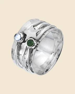 Sterling Silver Star Cluster Spinner Ring