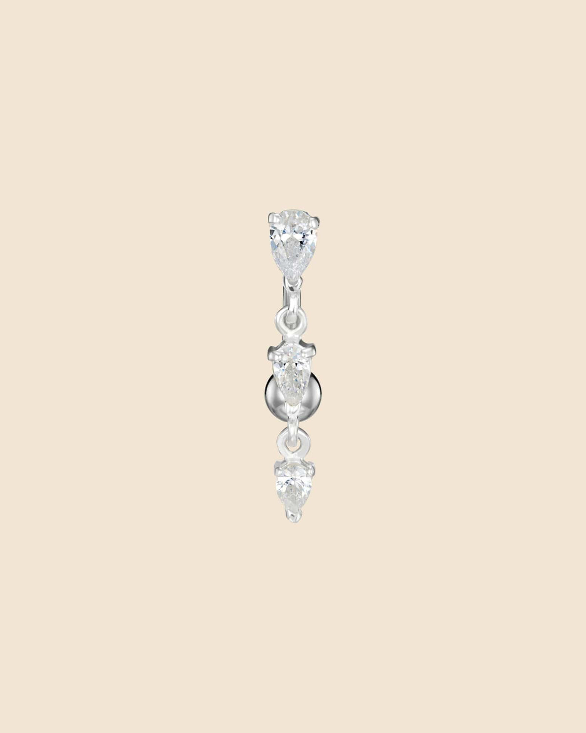 Sterling Silver and Surgical Steel Triple Peardrop Reverse Navel Bar