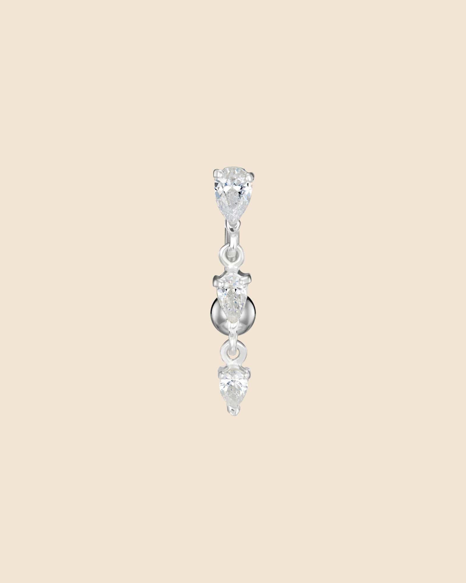 Sterling Silver and Surgical Steel Triple Peardrop Reverse Navel Bar