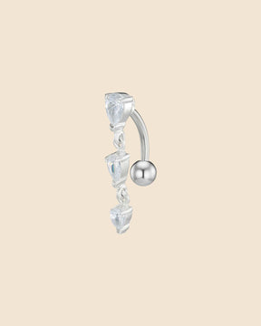 Sterling Silver and Surgical Steel Triple Peardrop Reverse Navel Bar