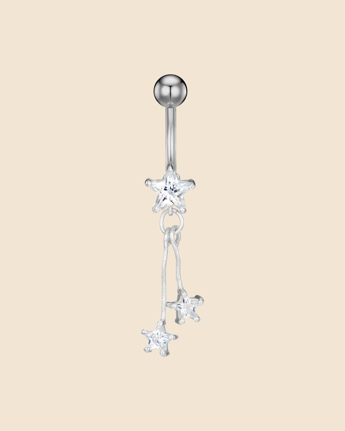 Sterling Silver and Surgical Steel Shooting Star Navel Bar