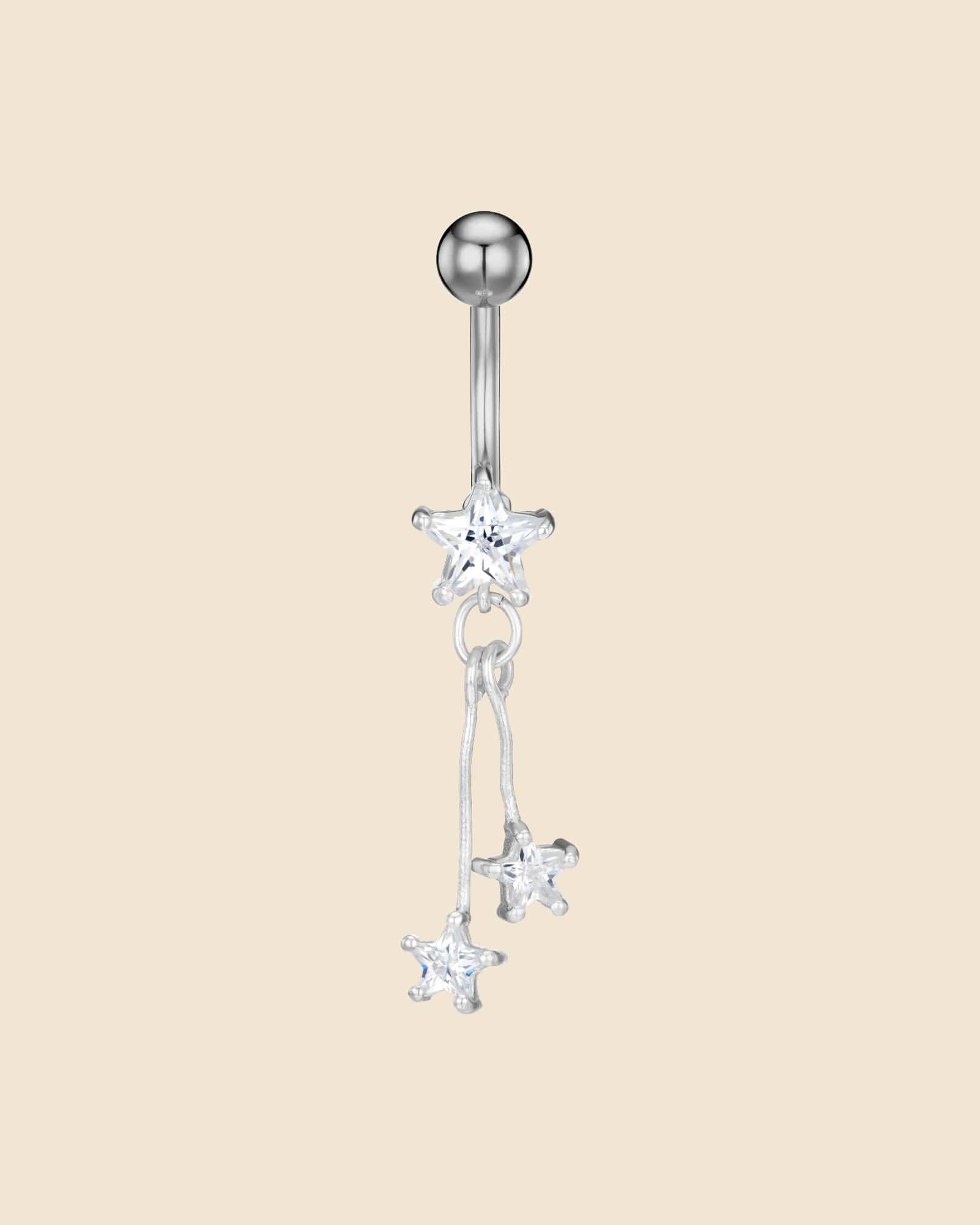 Sterling Silver and Surgical Steel Shooting Star Navel Bar