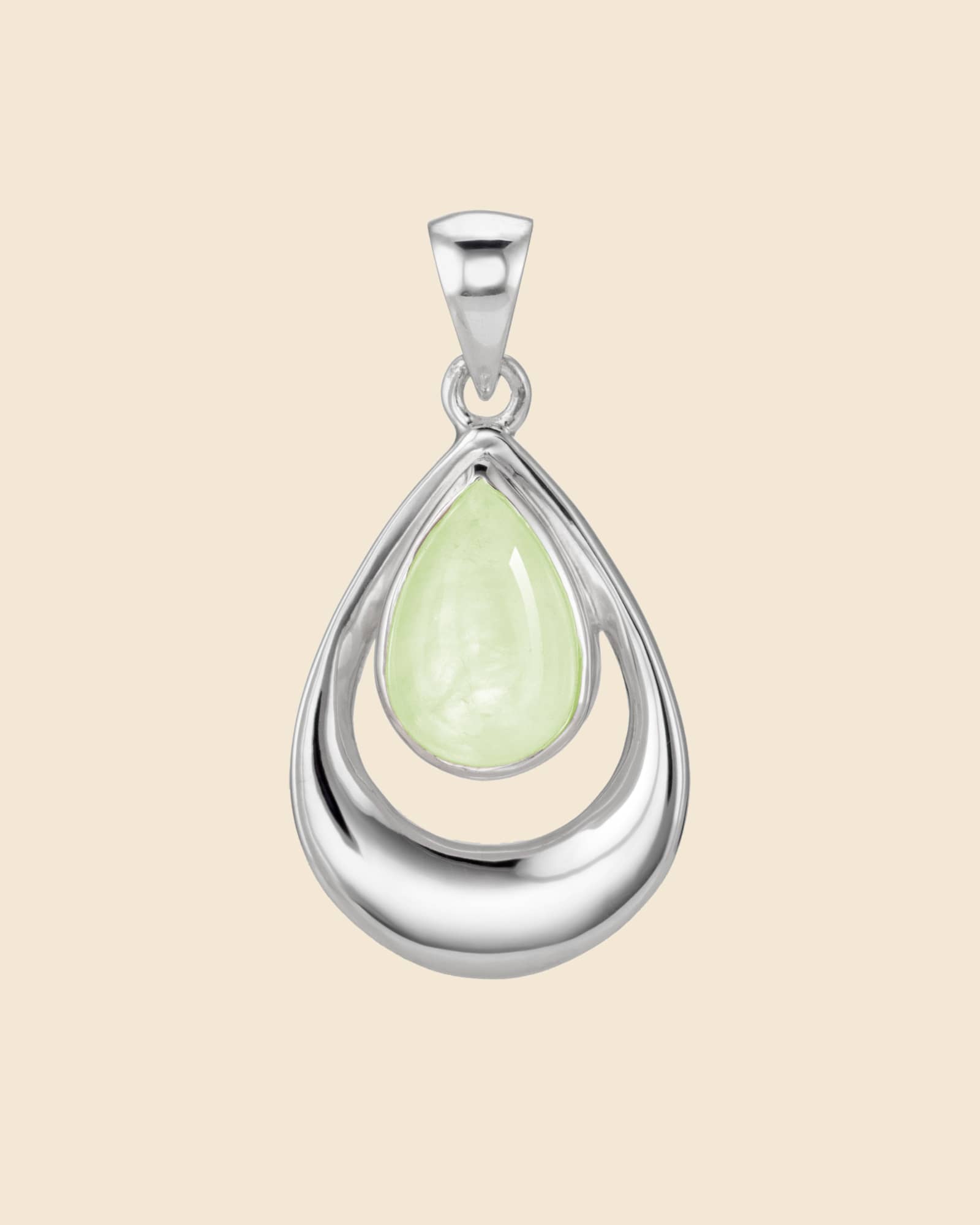 Sterling Silver and Gemstone Modern Open Loop Teardrop Pendant